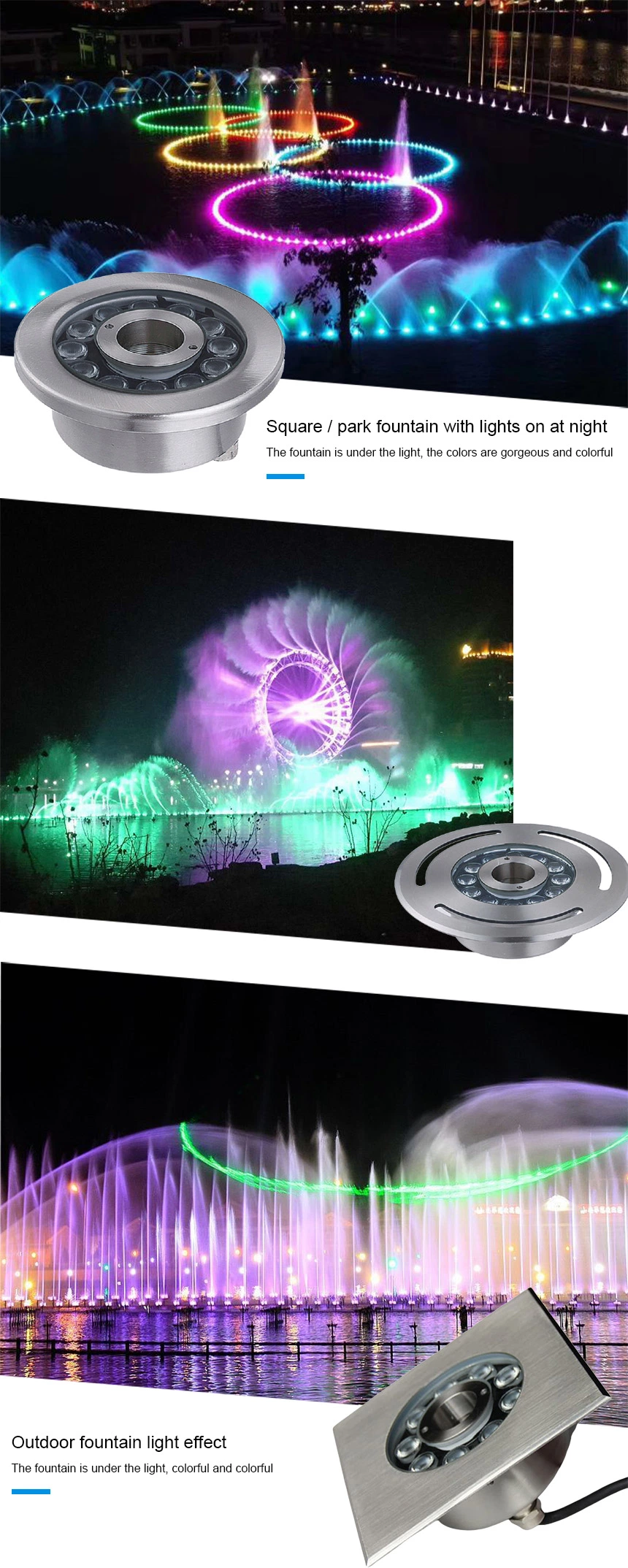 DMX512 Color Changing IP68 Multiple Color LED Underwater SPA Fountain Light