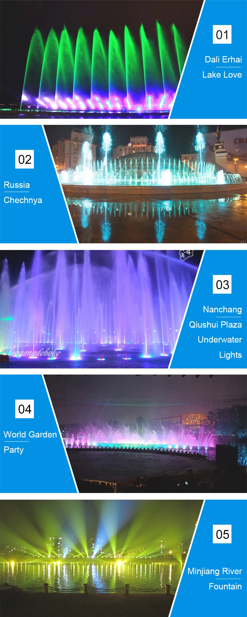 White CE IP68 ISO RoHS Certificate Spot LED Lamp LED Dancing Under Water Music Fountain Nozzle Light