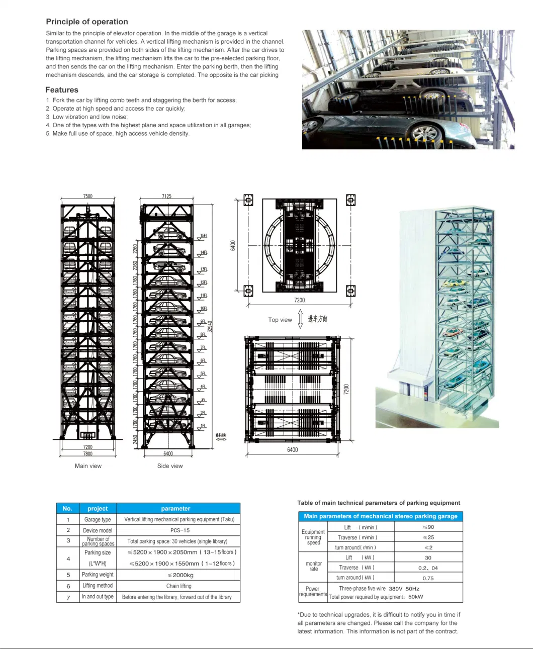 PLC Control 15 Floor Vertical Lifting Puzzel Parking System