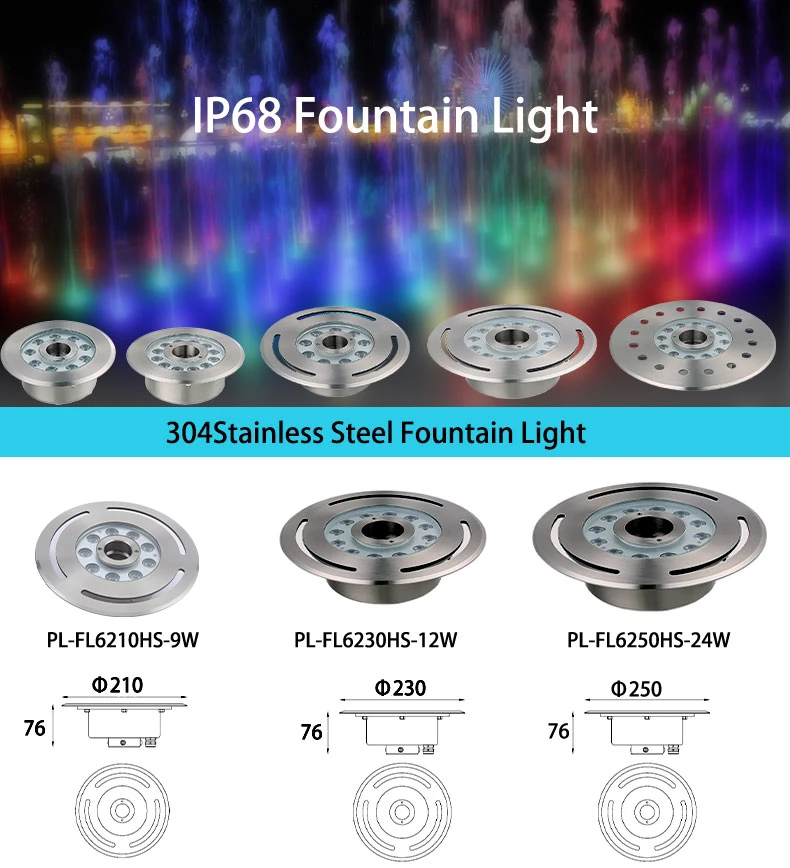 Waterproof IP68 RGB Fountain Swimming Pool LED Underground Spot 304ss Underwater LED Lights for Fountains