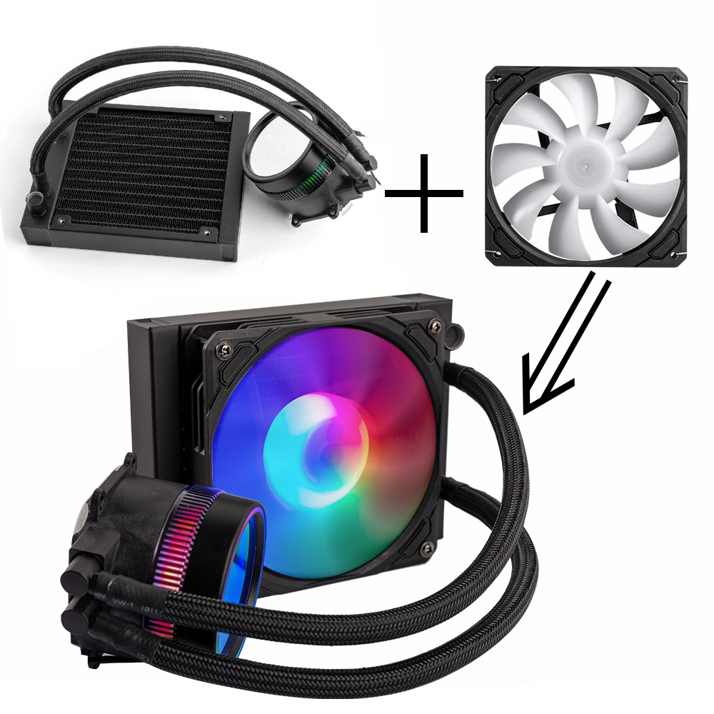 Liquid Aio Gaming PC Case CPU Cooler Fan RGB Water Cooling System