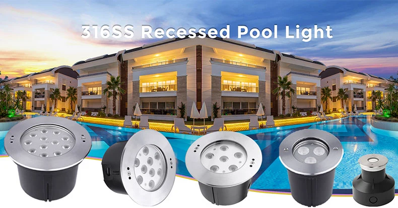 12V 24VDC IP68 RGB 3in1 LED 316 Stainless Steel Underwater Recessed Swimming Pool Light