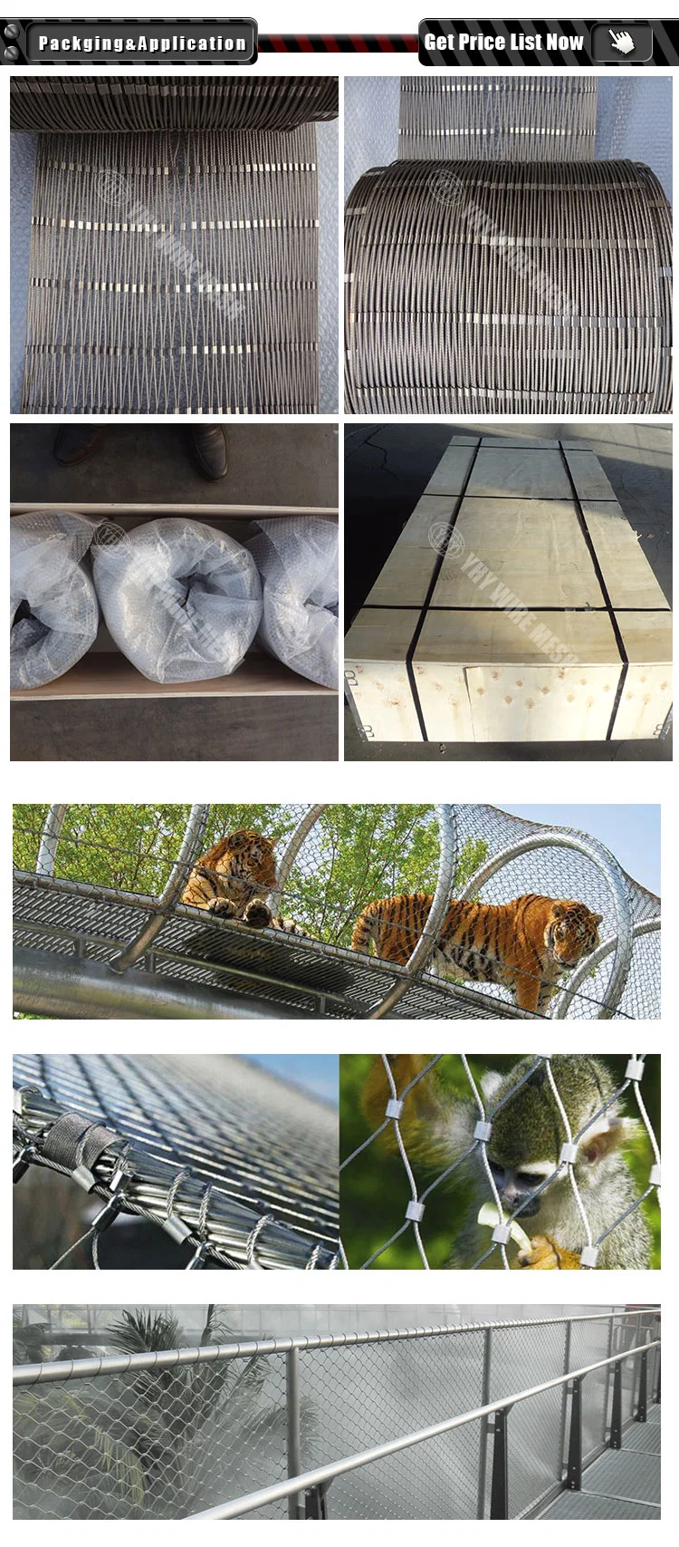 Stainless Steel Rope Cable Wire Mesh for Stadium and Swimming Pool Fence