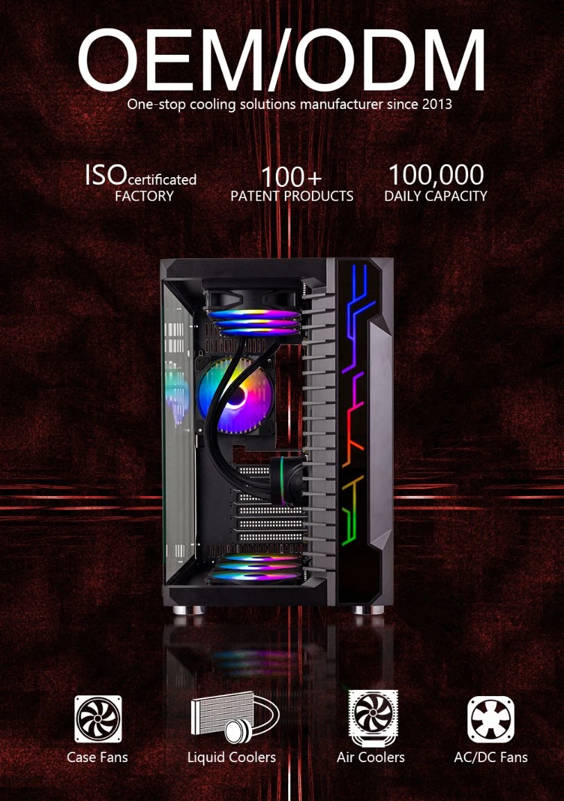 Liquid Aio Gaming PC Case CPU Cooler Fan RGB Water Cooling System